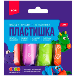  Пластишка. Тесто для лепки неоновое 4 цв по 30 гр (коробка с вырубным окном) Тдл-047