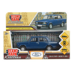 Машина металл LADA ваз-2105 1997 12cm,двери,багаж,инерц.темно-синий,кор. Технопарк 2105-12-BU-WOD