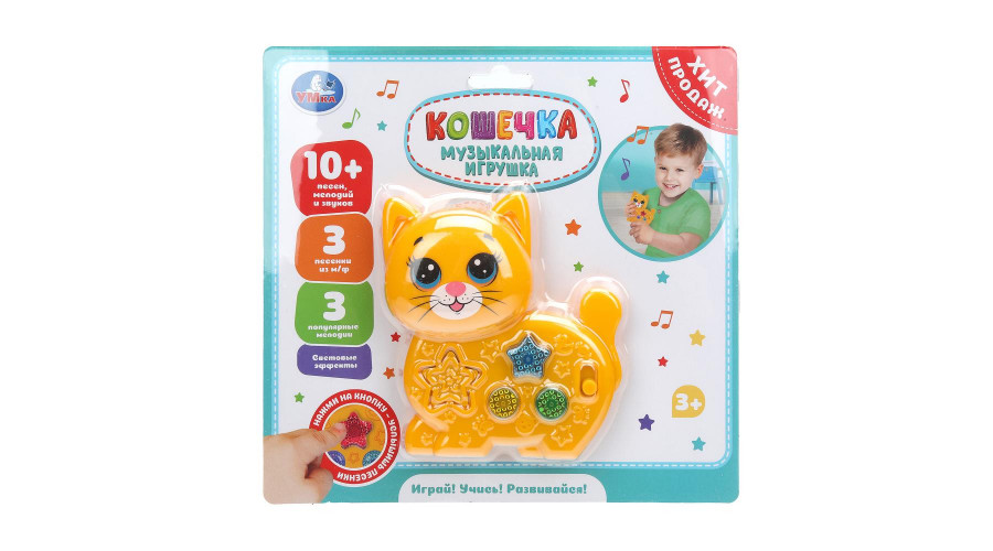 Музыкальная кошечка 10+ песен, мелодий и звуков на блист. Умка в кор.96шт HT1472-R