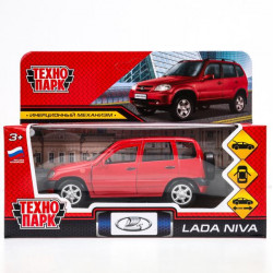 Машина металл LADA NIVA длина 12 см, двери, багаж, инерц, красный, кор. ТехнопаркLADANIVA-12-RD (72)