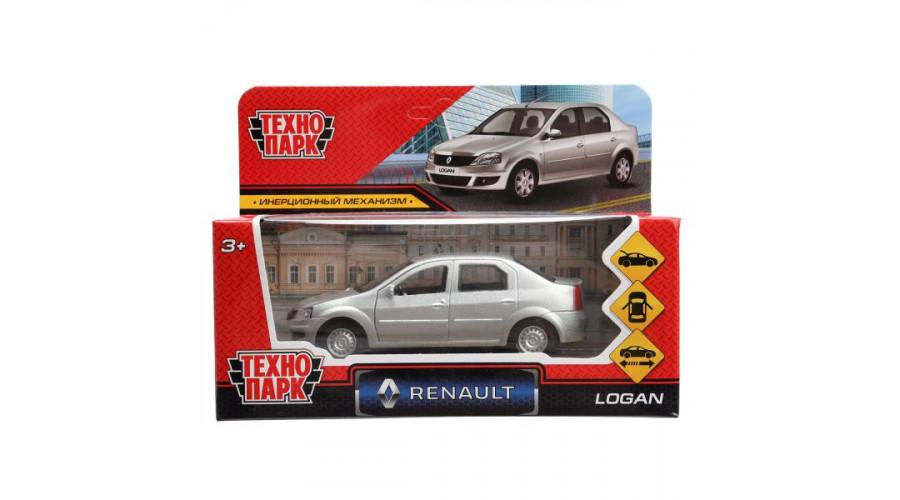 Машина металл RENAULT LOGAN длина 12 см, двери, багаж, серебристый, кор. ТехнопаркLOGAN-SL (72) (72)