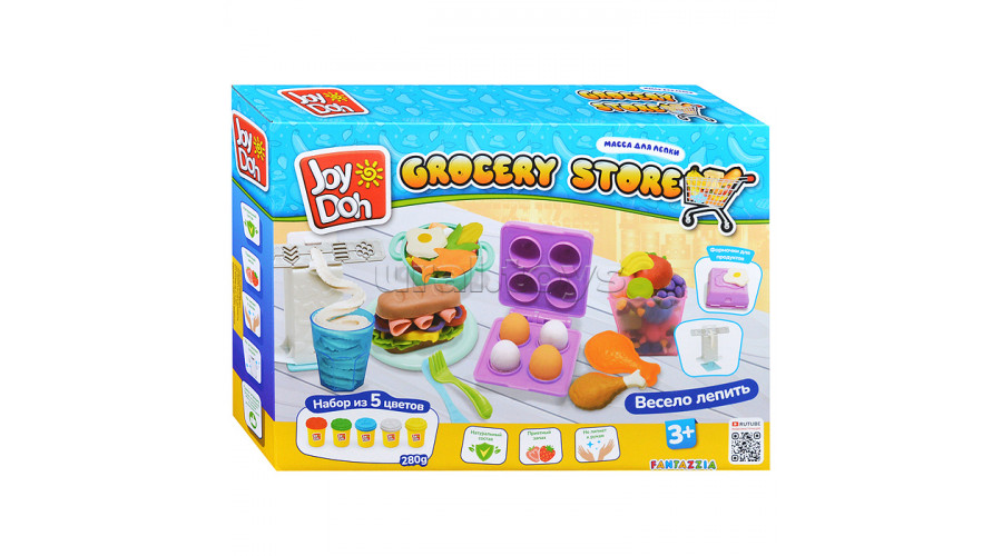 Масса для лепки Joy Doh, набор GROCERY STORE - БАКАЛЕЯ, множество форм продуктов,  GROC-280 pot