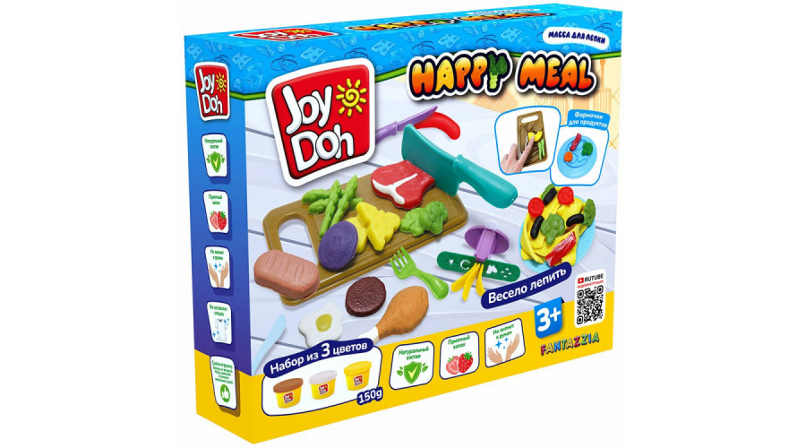 Масса для лепки Joy Doh, набор HAPPY MEAL - ОБЕД НА ВСЮ СЕМЬЮ, мн. блюд, 16 аксессуаров MEAL-150 pot