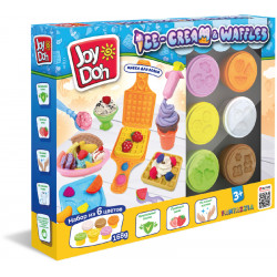 Масса для лепки Joy Doh, набор ICE-CREAM & WAFFLES - МОРОЖЕНОЕ И ВАФЛИ, 3d формы, WAFF-168 pot