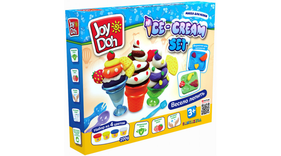Масса для лепки Joy Doh, набор ICE-CREAM SET - МОРОЖЕНОЕ, доп. пресс-формы для фруктов ICEC-200 pot