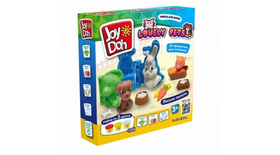 Масса для лепки Joy Doh, набор LOVELY PETS - ЛЮБИМЫЕ ПИТОМЦЫ, 3d формы PETS-150 pot