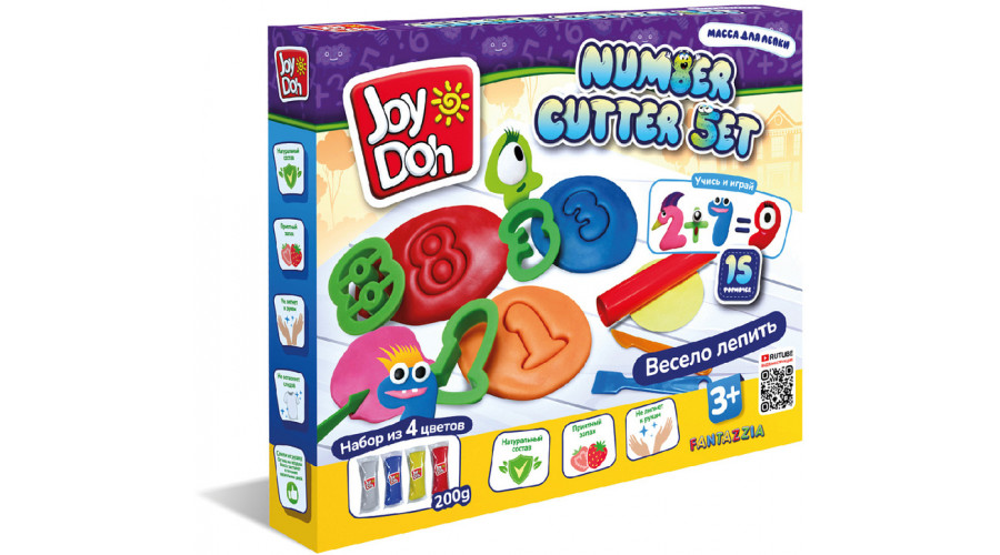 Масса для лепки Joy Doh, набор NUMBER CUTTER SET - УЧИМСЯ СЧИТАТЬ, пресс формы для цифр NUMB-200 bag