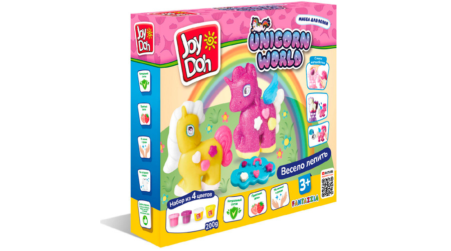Масса для лепки Joy Doh, набор UNICORN WORLD - МИР ЕДИНОРОГОВ, 3D формы, украшения, 21 аUNIC-200 pot