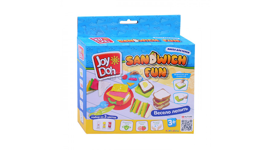 Масса для лепки Joy Doh,набор SANDWICH FUN - ВЕСЕЛЫЙ ЗАВТРАК, пресс-форма для хлеба и индSAND-60 bag