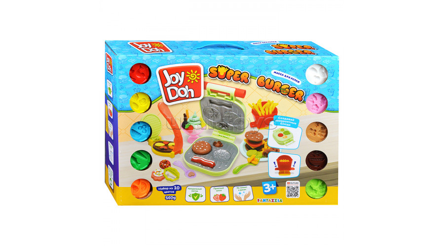 Масса для лепки Joy Doh,набор SUPER BURGER - СУПЕР БУРГЕРНАЯ,Основа для бургера,17 акс сBURG-560 pot