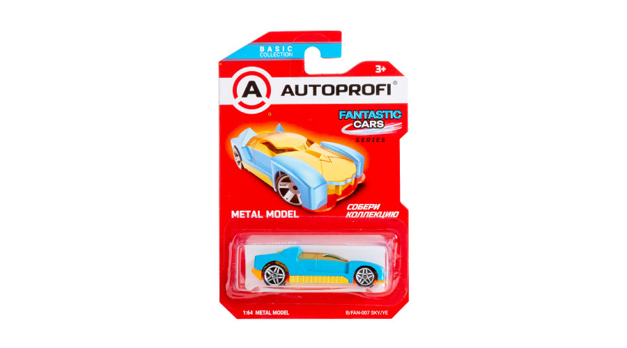 Машинка коллекционная 1:64, Серия FANTASTIC CARS, B/FAN-007, голубой/желтый, 1/24/48