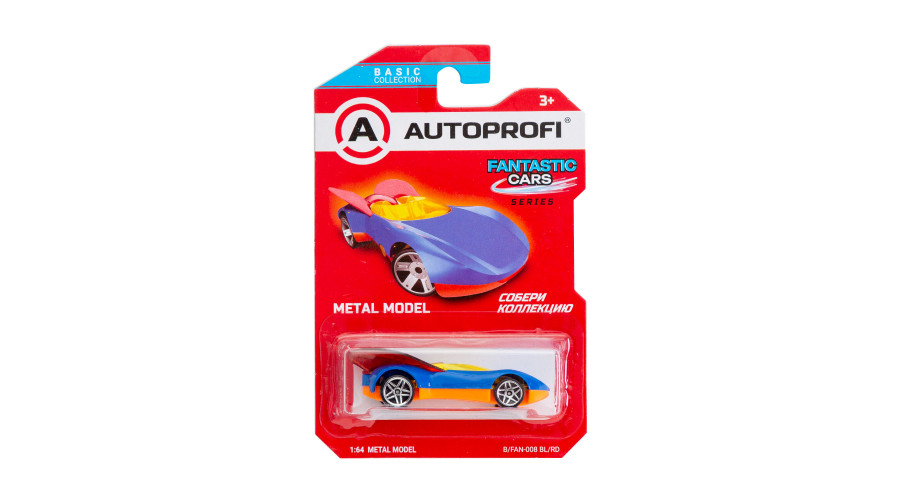 Машинка коллекционная 1:64, Серия FANTASTIC CARS, B/FAN-008, синий/красный, 1/24/48
