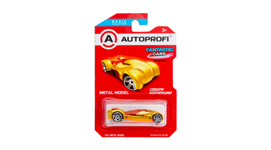 Машинка коллекционная 1:64, Серия FANTASTIC CARS, B/FAN-010, желтый/оранжевый, 1/24/48