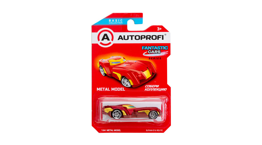 Машинка коллекционная 1:64, Серия FANTASTIC CARS, B/FAN-016, красный/желтый, 1/24/48