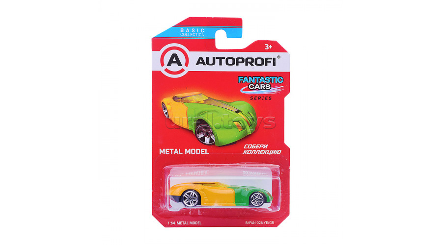 Машинка коллекционная 1:64, Серия FANTASTIC CARS, B/FAN-026, желт./зеленый, 1/24/48