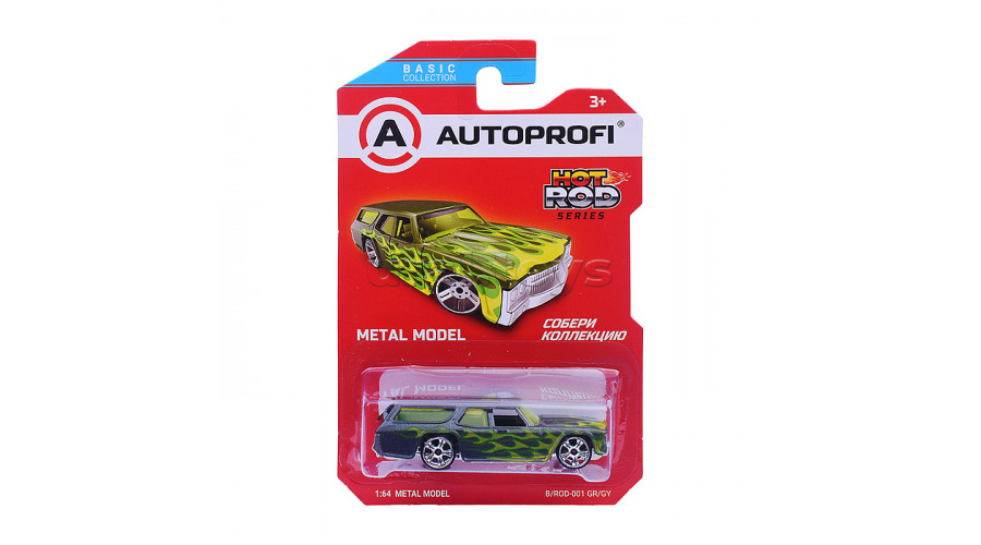 Машинка коллекционная 1:64, Серия HOT ROD CARS, B/ROD-001, зелён./серый, 1/24/48