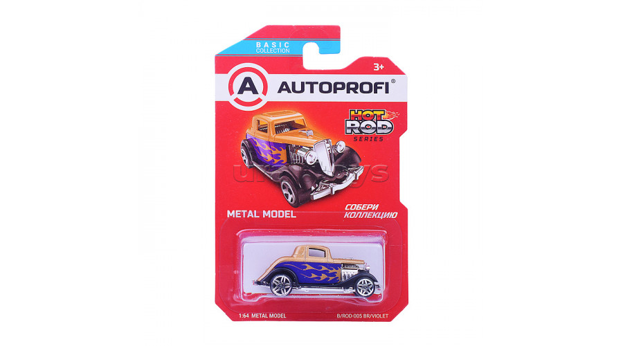 Машинка коллекционная 1:64, Серия HOT ROD CARS, B/ROD-005, коричневый/фиолетовый, 1/24/48