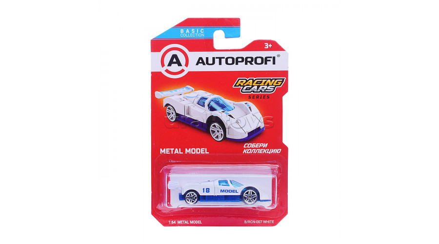 Машинка коллекционная 1:64, Серия RACING CARS, B/RCN-007, белый, 1/24/48
