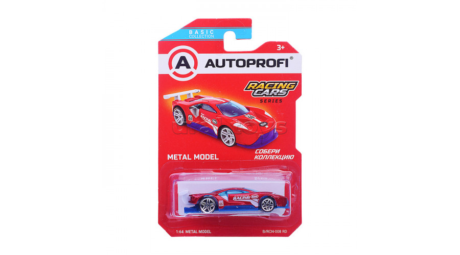 Машинка коллекционная 1:64, Серия RACING CARS, B/RCN-008, красный, 1/24/48
