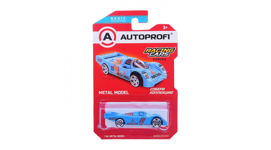 Машинка коллекционная 1:64, Серия RACING CARS, B/RCN-010, голубой, 1/24/48