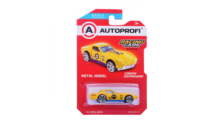 Машинка коллекционная 1:64, Серия RACING CARS, B/RCN-011, жёлтый, 1/24/48