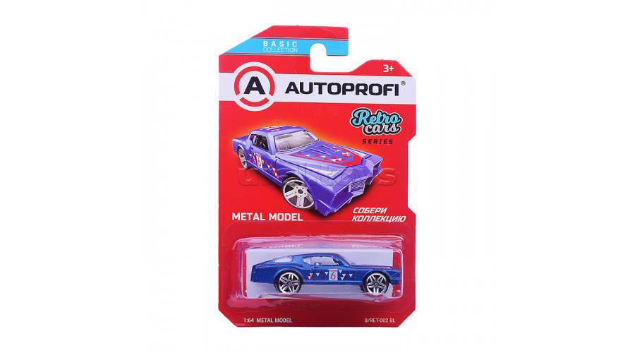 Машинка коллекционная 1:64, Серия RETRO CARS, B/RET-002, синий, 1/24/48
