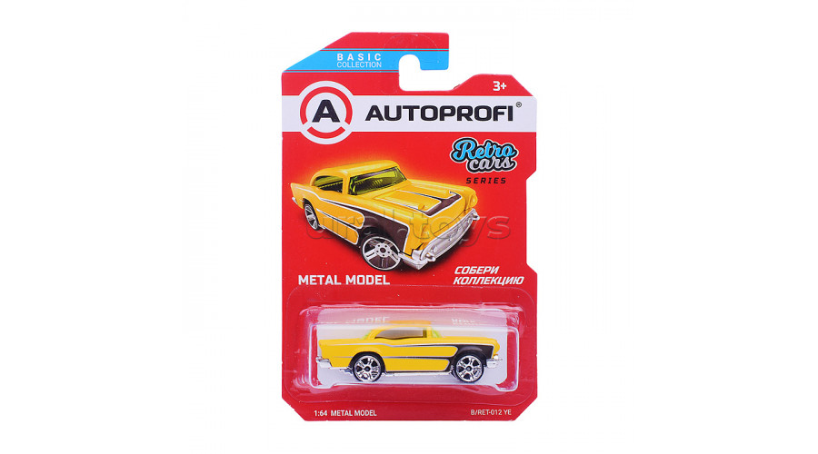 Машинка коллекционная 1:64, Серия RETRO CARS, B/RET-003, жёлтый, 1/24/48