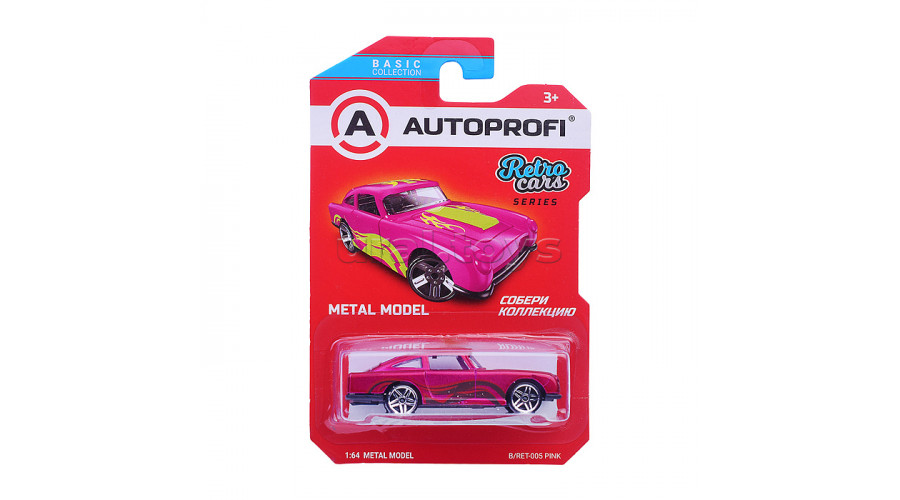 Машинка коллекционная 1:64, Серия RETRO CARS, B/RET-005, розовый, 1/24/48