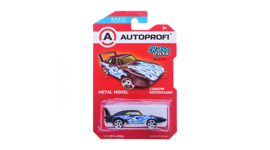 Машинка коллекционная 1:64, Серия RETRO CARS, B/RET-007, чёрн./белый, 1/24/48