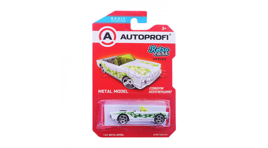 Машинка коллекционная 1:64, Серия RETRO CARS, B/RET-008, белый, 1/24/48