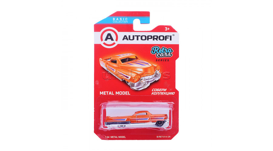 Машинка коллекционная 1:64, Серия RETRO CARS, B/RET-014, оранжевый, 1/24/48