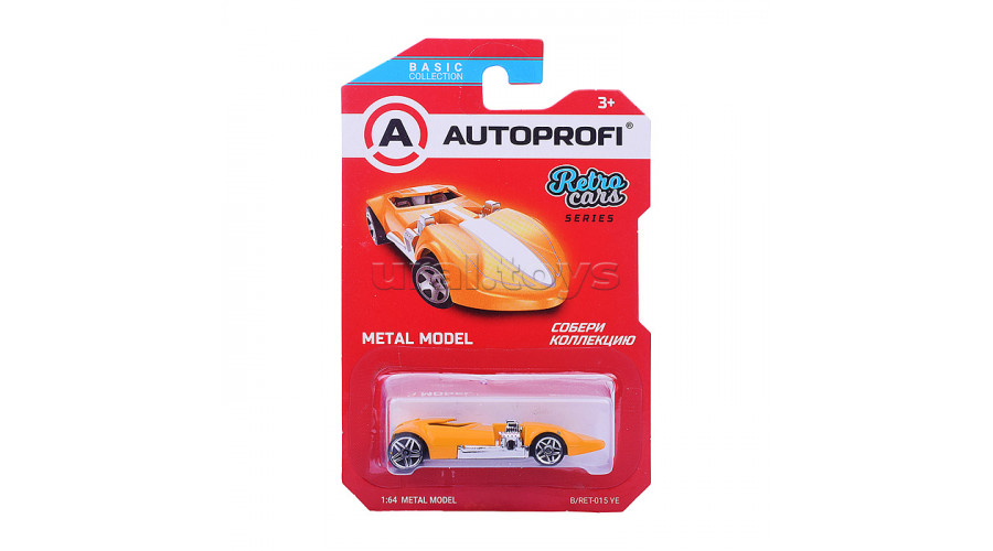 Машинка коллекционная 1:64, Серия RETRO CARS, B/RET-015, жёлтый, 1/24/48