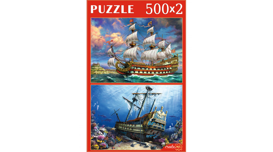 НАБОРЫ ПАЗЛОВ 2в1 (500+500) ВЕЛИЧЕСТВЕННЫЕ КОРАБЛИ (Арт. ХП500-4306)