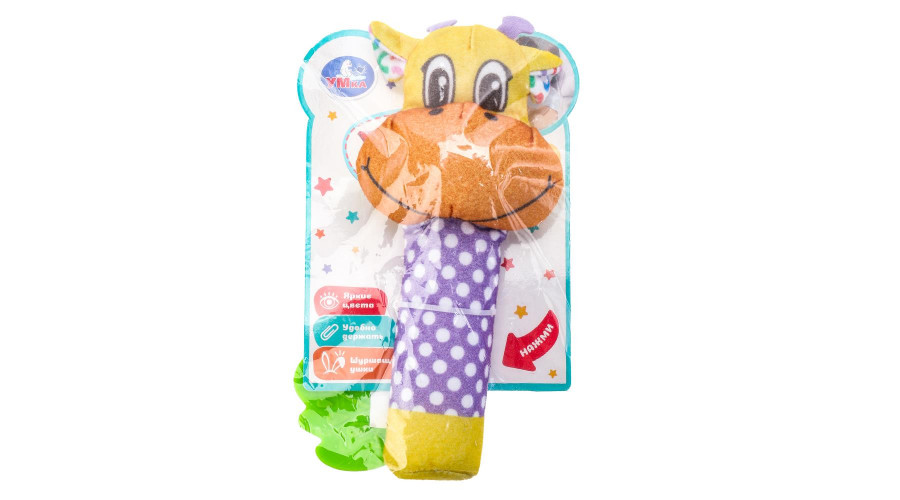 Текстильная игрушка погремушка - пищалка Умка в кор.250шт UM-GF2-24