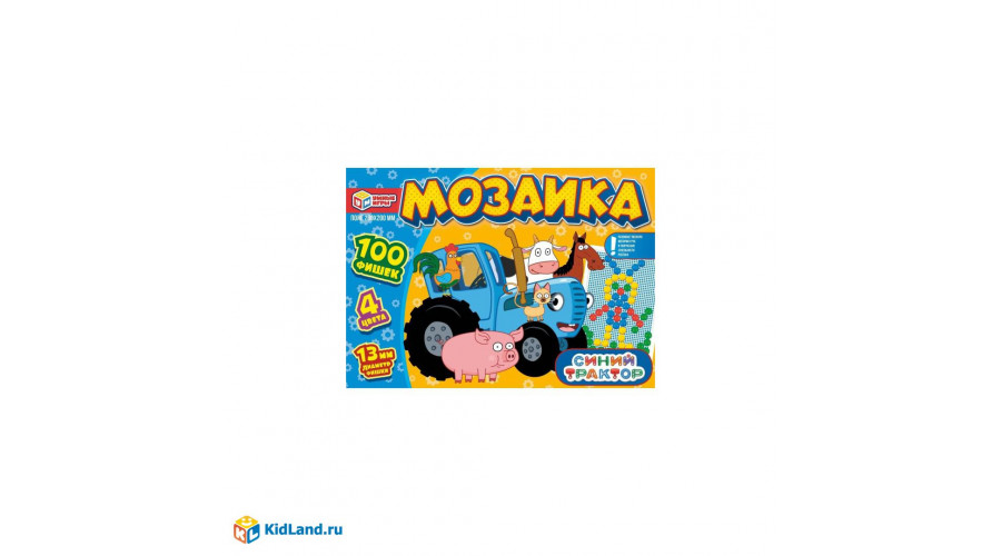 Синий трактор. Мозаика пластиковая. 100 фишек. 4 цвета. Поле 280х200мм. в кор. Умные 4680107915115