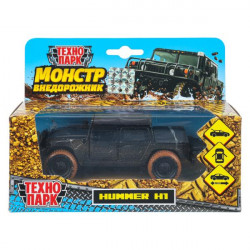 Машина металл HUMMER h1 ПИКАП с грязью, 12 см, дв., баг., инерц., кор. ТехнопаркSB-18-09-H1-MUD-WB