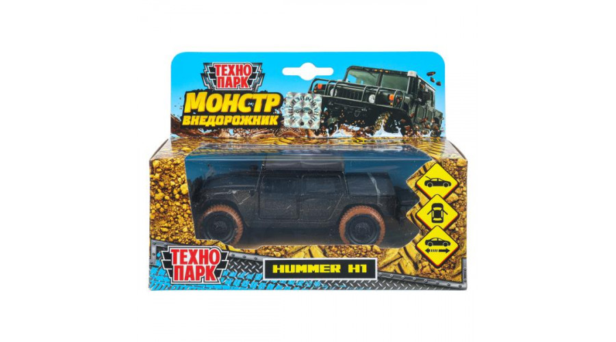 Машина металл HUMMER h1 ПИКАП с грязью, 12 см, дв., баг., инерц., кор. ТехнопаркSB-18-09-H1-MUD-WB