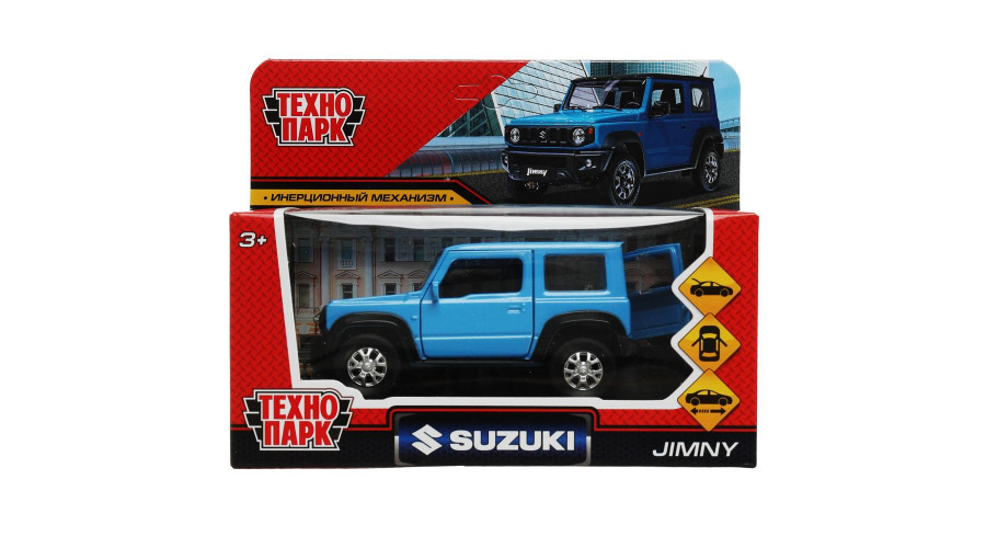 Машина металл SUZUKI JIMNY 11,5 см, двери, багаж, инерц, синий, кор. Технопарк  JIMNY-12-BUBK