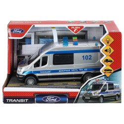 Машина пластик свет-звук FORD TRANSIT ПОЛИЦИЯ  16 см, двери, 3 кнопки, кор. TRANSITVAN-16PLPOL-SR