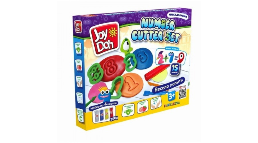 Масса для лепки Joy Doh, набор NUMBER CUTTER SET - УЧИМСЯ СЧИТАТЬ, пресс формы для цифр NUMB-200 pot