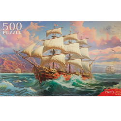 ПАЗЛЫ 500 элементов. ПАРУСНИК НА РАССВЕТЕ (арт. Ф500-0192)