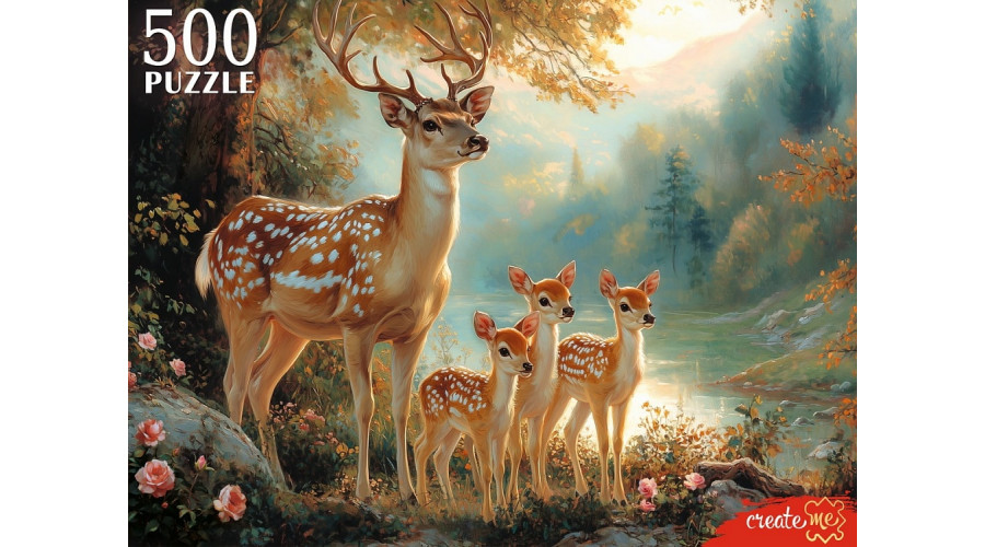 ПАЗЛЫ 500 элементов. ОЛЕНИ У ОЗЕРА (арт.П500-7619)