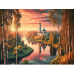 Холст с красками 30х40 см по номерам в коробке (30цв.) Тихие зори (арт. ХК-5229)