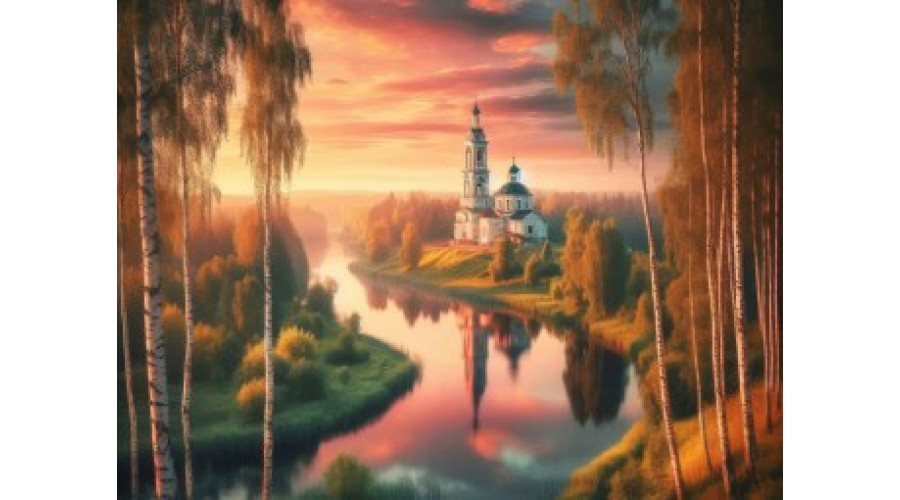 Холст с красками 30х40 см по номерам в коробке (30цв.) Тихие зори (арт. ХК-5229)
