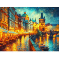 Алмаз мозаика (клас.) 30х40 см, с подр., с полн. заполн. (30цв.) Вечерняя Прага НД-0868