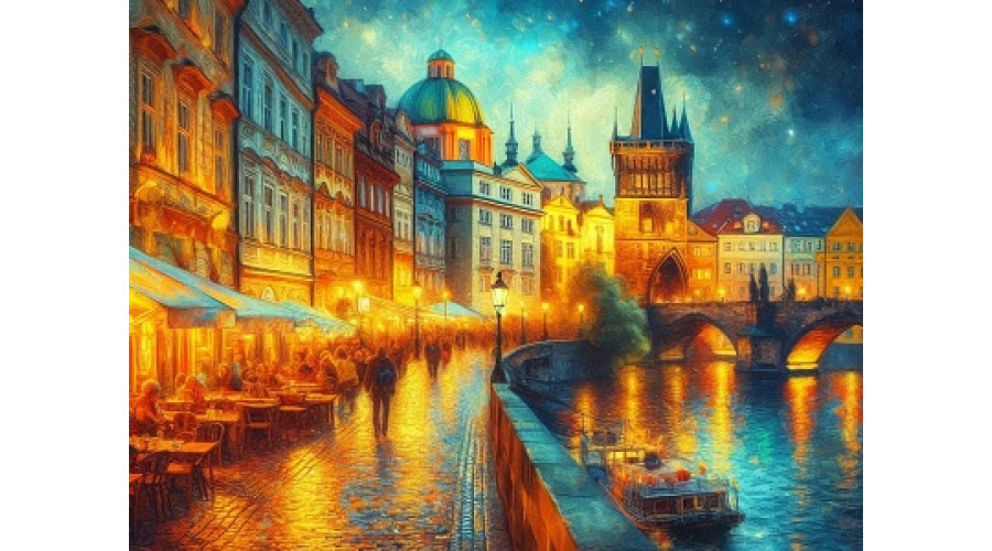 Алмаз мозаика (клас.) 30х40 см, с подр., с полн. заполн. (30цв.) Вечерняя Прага НД-0868
