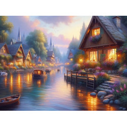 Алмаз мозаика (клас.) 30х40 см, с подр., с полн. заполн. (30цв.) Сказочная деревня НД-8901