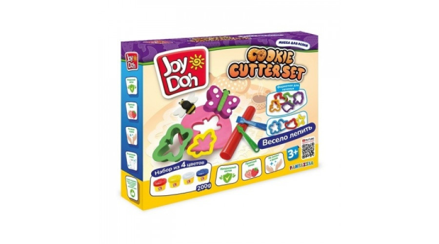 Масса для лепки Joy Doh, набор COOKIE CUTTER SET - ИЗУЧАЕМ ЦВЕТА И ФОРМЫ COOK-200 pot
