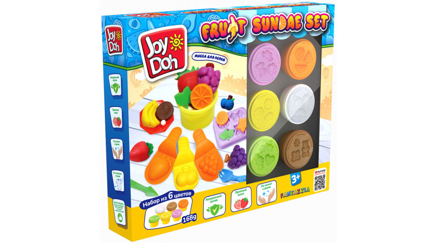 Масса для лепки Joy Doh, набор FRUIT SUNDAE SET - фрук.разнообр. FRUT-168 pot